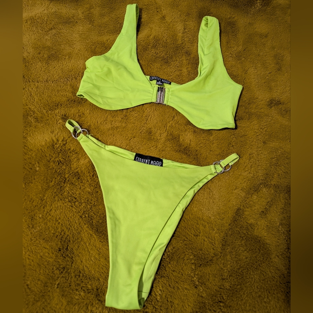 Current Mood Neon Green Bikini Set S